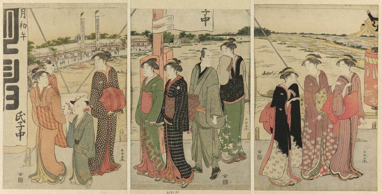 Besøg i Masaki Inari-helligdommen af Katsukawa Shuncho