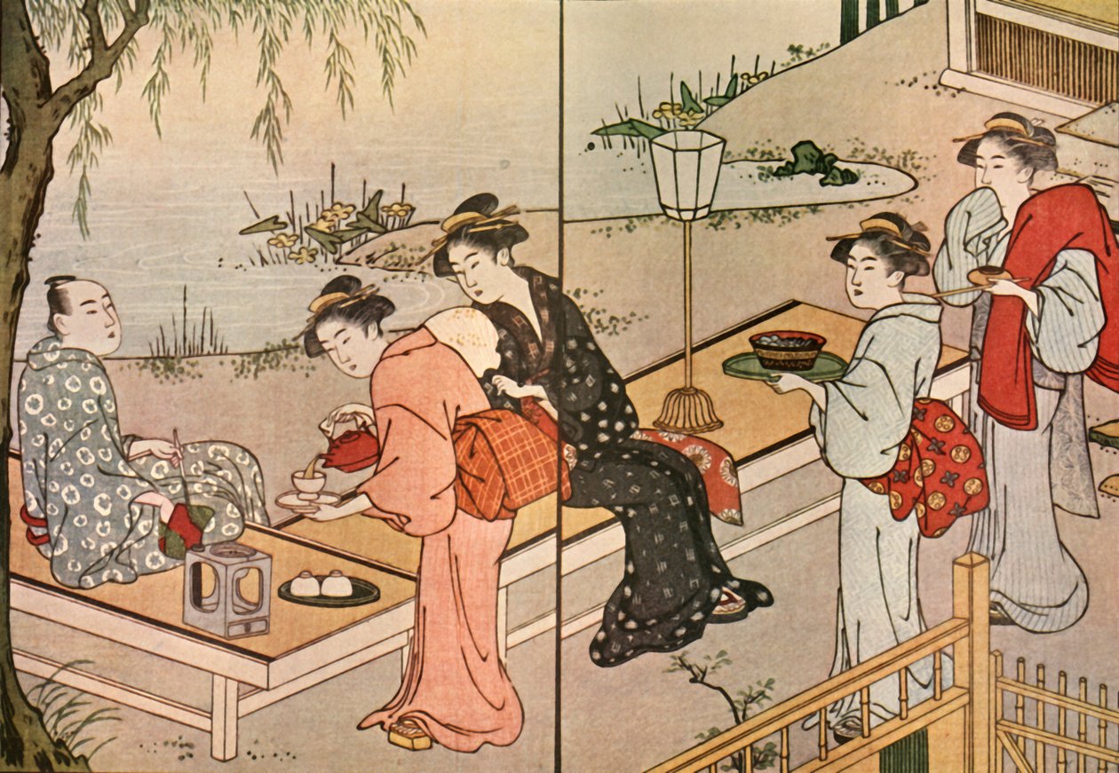 Kvinde, der serverer te, 1790, 1924. af Katsukawa Shuncho