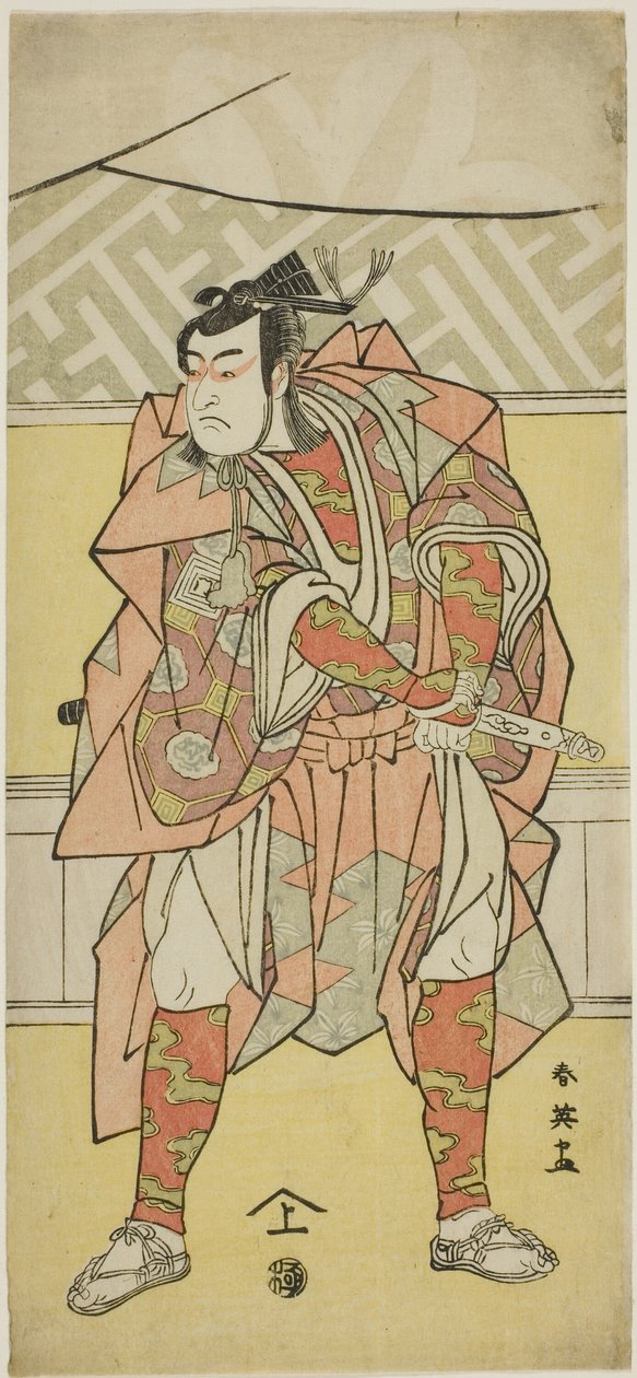 Skuespilleren Ichikawa Monnosuke II som Mori no Rammaru i "Muromacho Chronicle in Kana Script" ("Kanagaki Muromachi bundan") af Katsukawa Shun