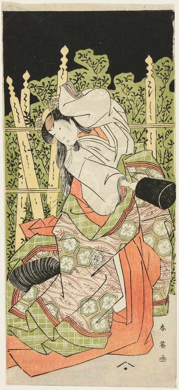 Skuespiller Segawa Kikunojô III Muligvis som Ono no Komachi i "Komachi Village: Nytår på teatret" ("Komachimura shibai no shôgatsu") af Katsukawa Shun