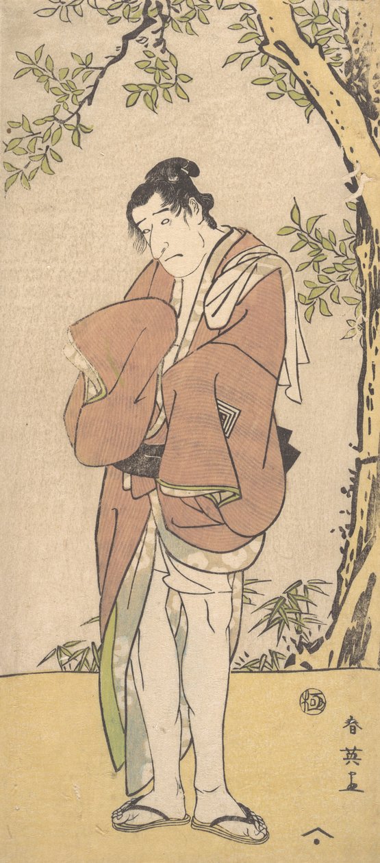 En uidentificeret skuespiller som en trist person med bare ben og fødder, ca. 1793. af Katsukawa Shun