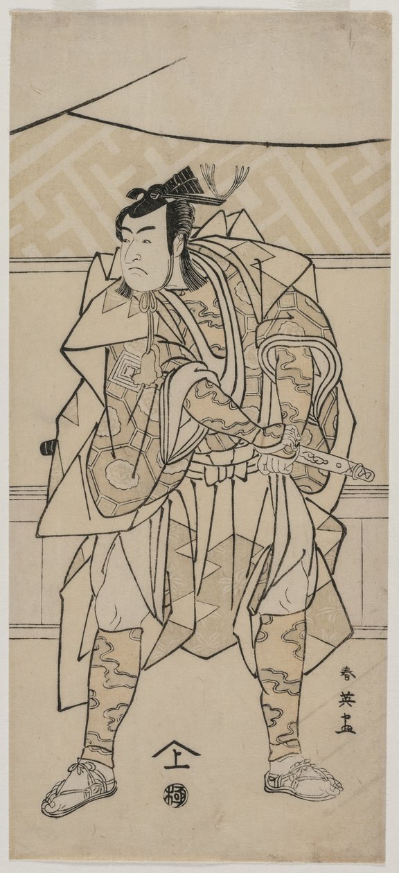 Ichikawa Monnosuke god som en samurai af Katsukawa Shunei
