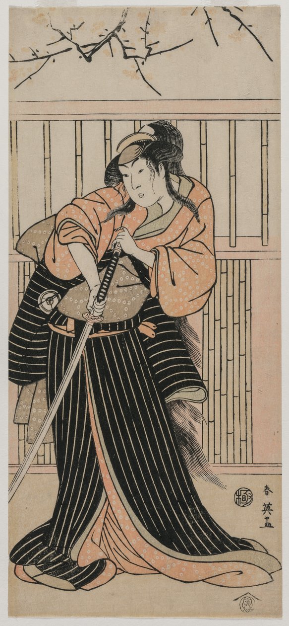 Iwai Hanshirō IV som en kvinde med et sværd af Katsukawa Shunei