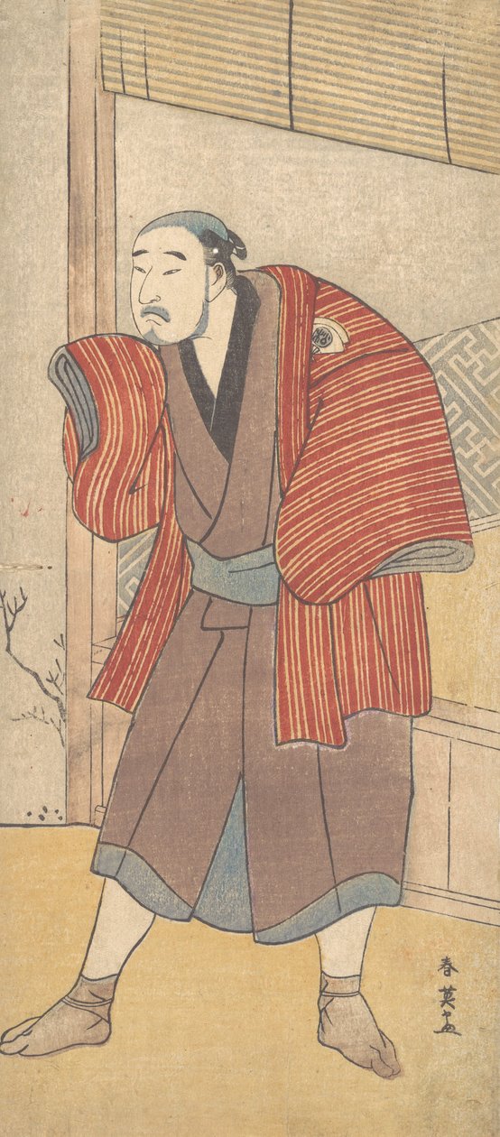 Onoe Matsusuke som tjener, der står ved siden af et hus, ca. 1793. af Katsukawa Shun