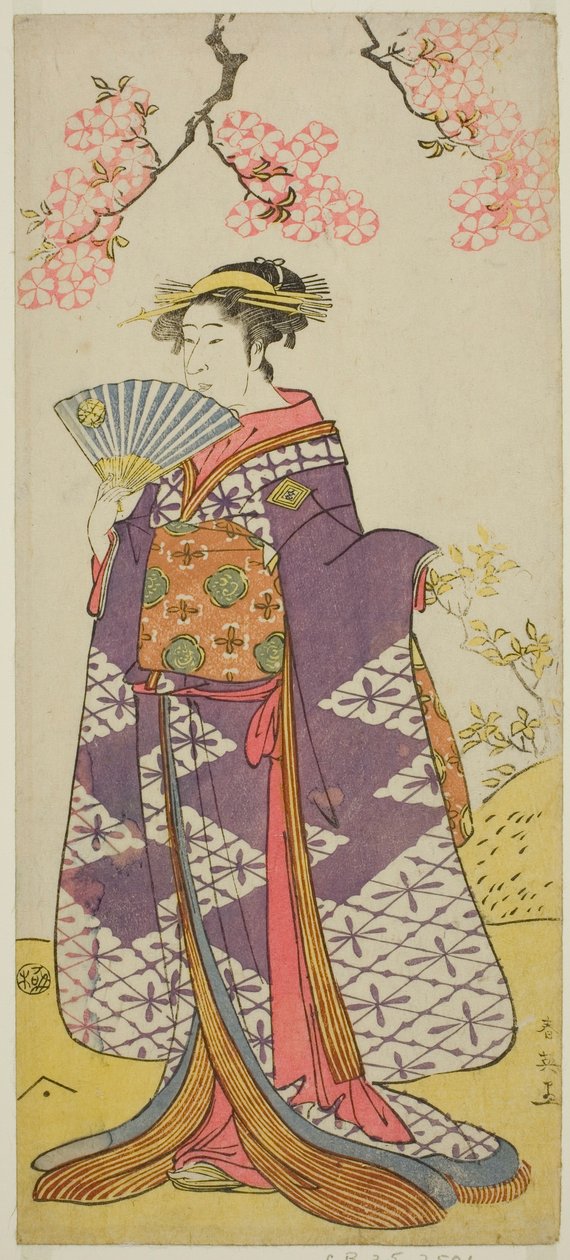 Skuespilleren Ichikawa Komazo II som Lady Shiragikus ånd i stykket Hatsu Midori Saiwai Soga, opført på Kawarazaki-teatret i den tredje måned, 1791 af Katsukawa Shun