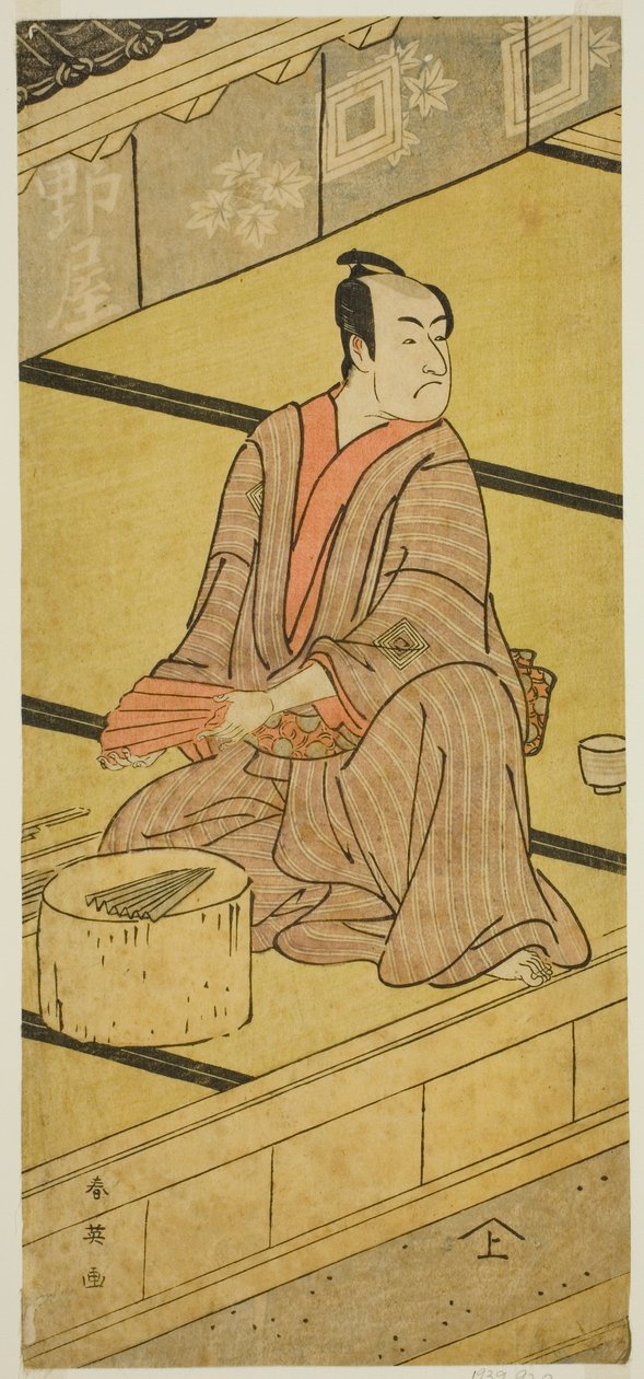 Skuespilleren Ichikawa Monnosuke II som Daidoji Tabatanosuke i skuespillet Mukashi Mukashi Tejiro no Saru, opført på Ichimura-teatret i den ottende måned, 1792 af Katsukawa Shun