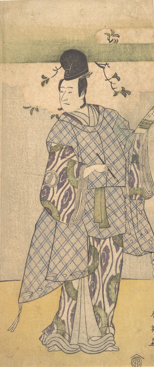 Skuespilleren Sawamura Sojuro III som adelsmand, der skriver poesi, 1782. af Katsukawa Shun