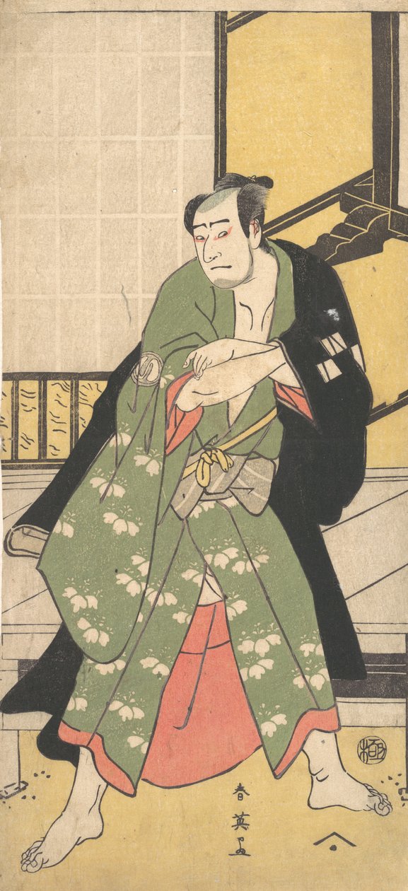 Den tredje Sawamura Sojuro som en mand, der står med fødderne spredt vidt fra hinanden, ca. 1795 af Katsukawa Shun