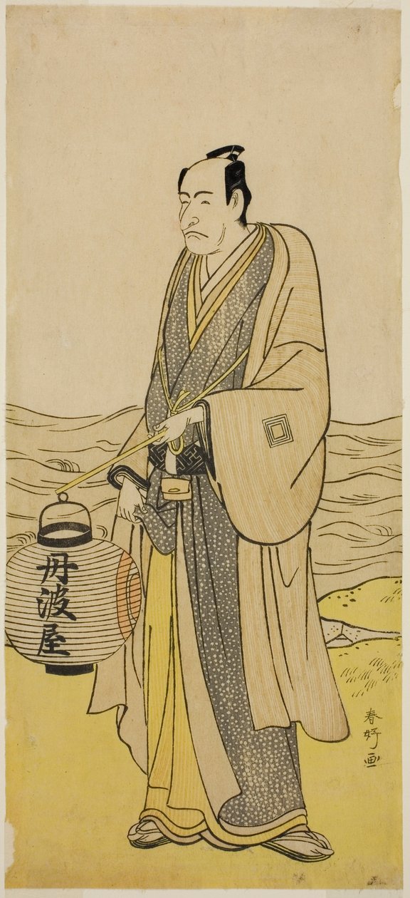 Skuespilleren Ichikawa Danjuro V som Tambaya Suketaro i stykket On