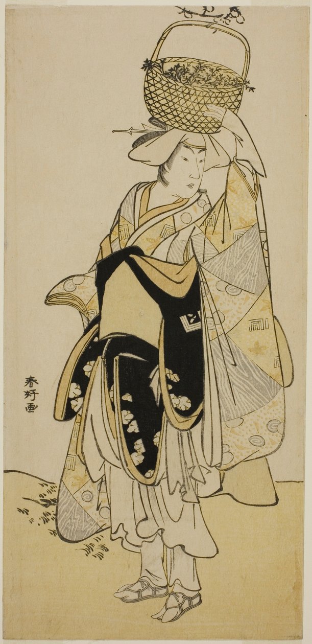 Skuespilleren Ichikawa Yaozo III som Shiragiku i dansesekvensen "Shinobu Uri" i skuespillet Hatsuhana Mimasu Soga, opført på Nakamura-teatret i den første måned, 1785 af Katsukawa Shunkо̄