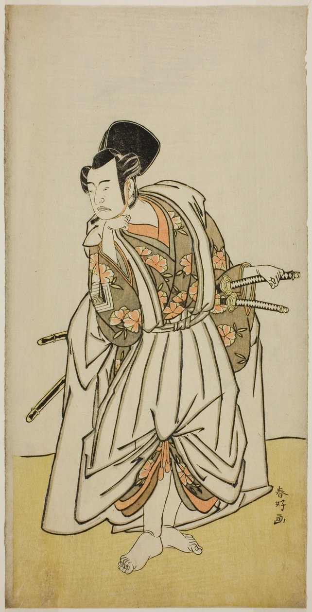Skuespilleren Ichikawa Yaozo II som Sakura-maru i stykket Sugawara Denju Tenarai Kagami, opført på Ichimura-teatret i den syvende måned, 1776 af Katsukawa Shunkо̄