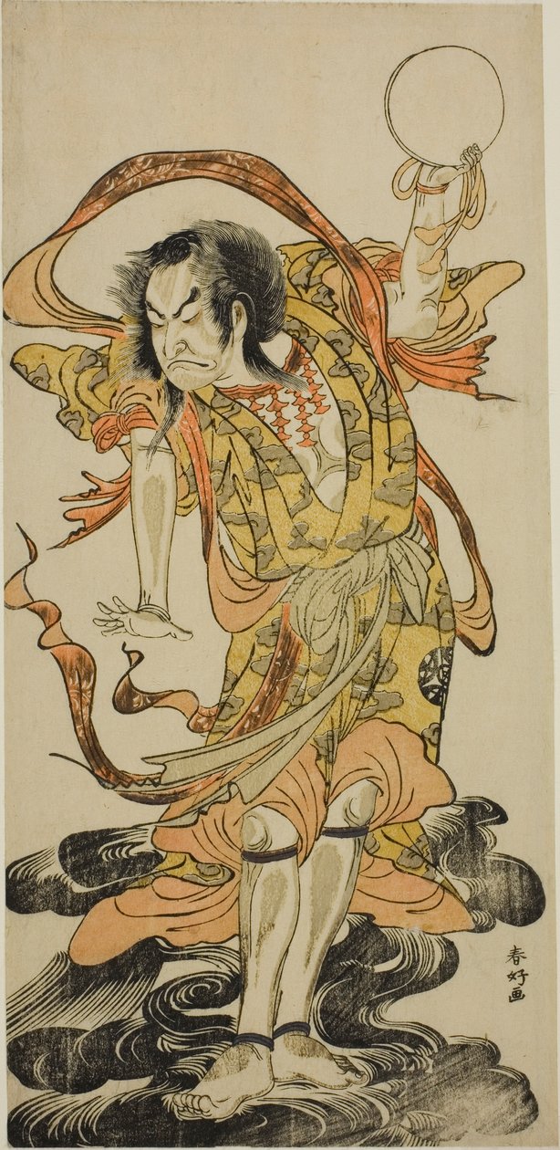 Skuespilleren Nakamura Nakazo I som Toyose Saburozaemon Kageaki i skuespillet Hono Nitta Daimyojin, opført på Morita-teatret i den syvende måned, 1777 af Katsukawa Shunkо̄