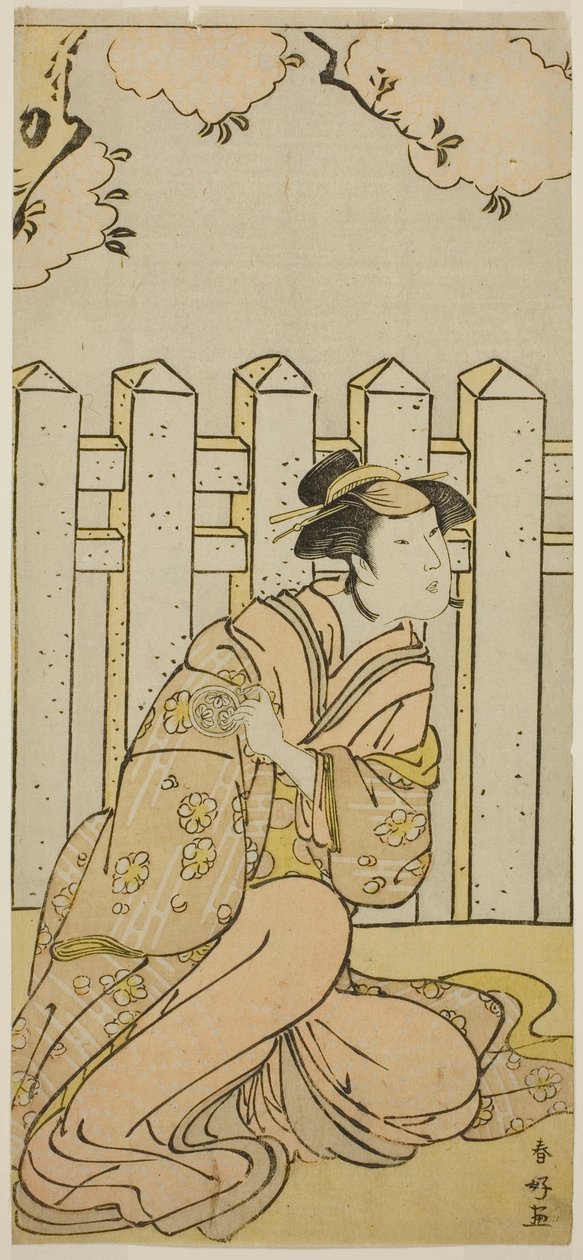 Skuespilleren Osagawa Tsuneyo II som Onoe i stykket Haru no Nishiki Date-zome Soga, opført på Nakamura-teatret i den fjerde måned, 1790 af Katsukawa Shunkо̄