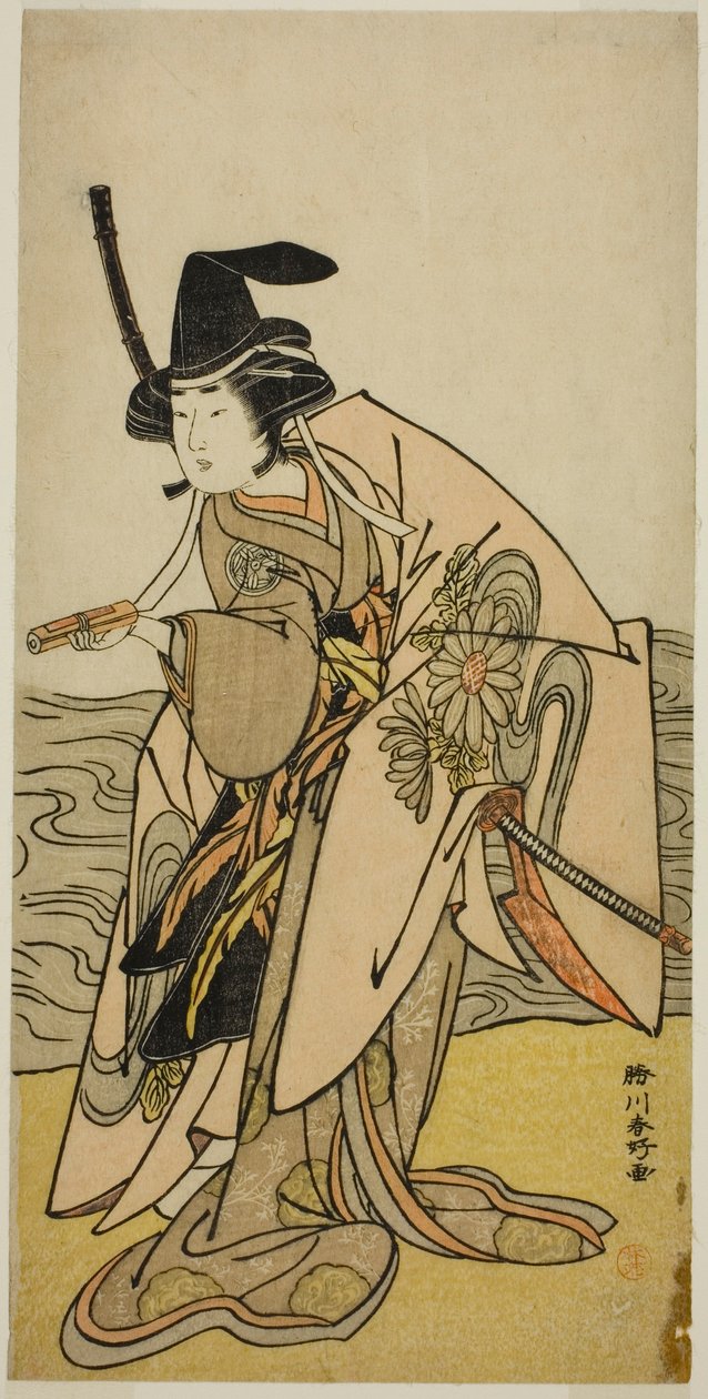 Skuespilleren Yamashita Kinsaku II som Lady Kikusui (Kikusui Gozen) i skuespillet Kaeribana Eiyu Taiheiki, opført på Nakamura-teatret i den ellevte måned, 1779 af Katsukawa Shunkо̄
