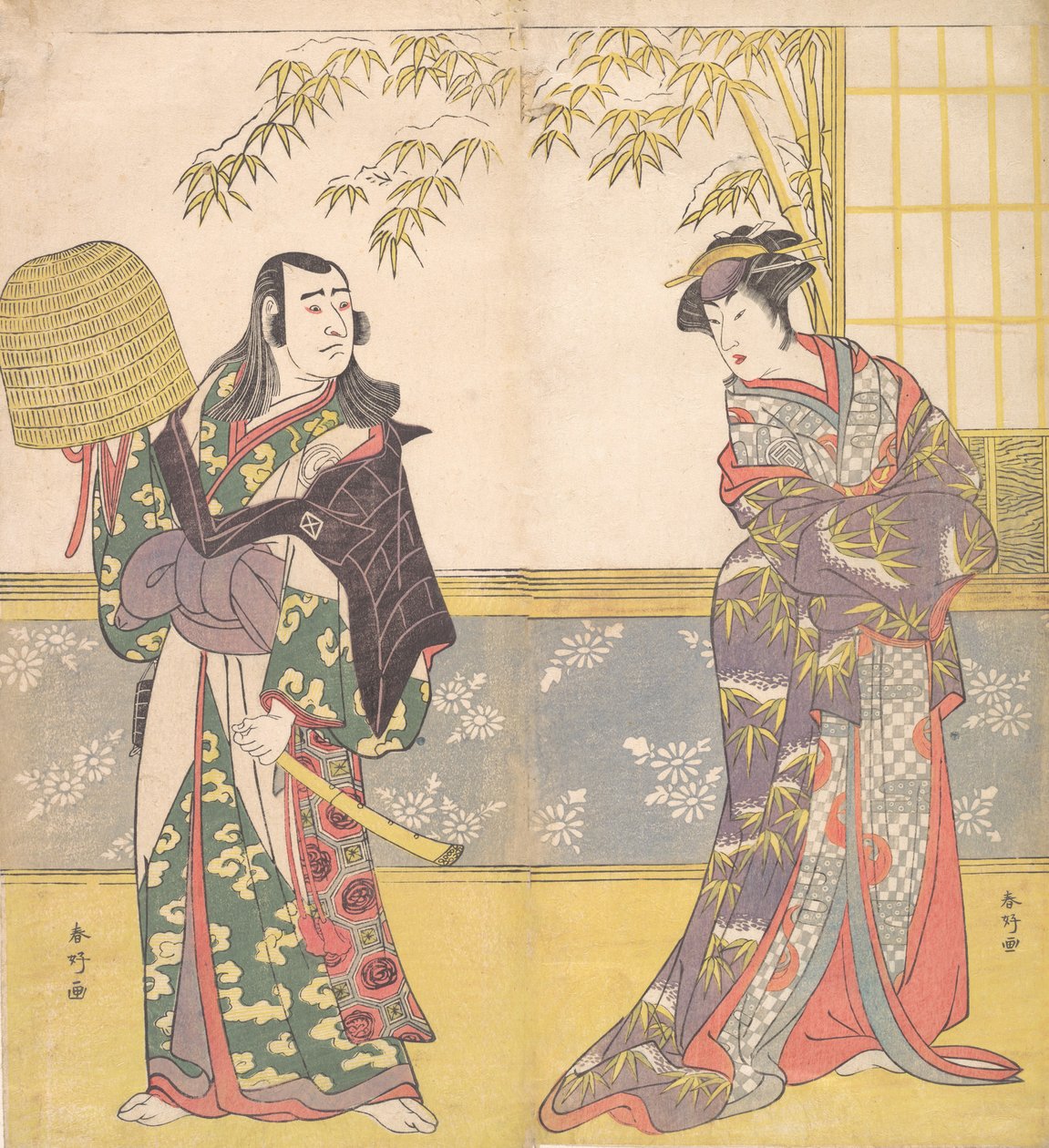 Kabuki ac og rs Sawamura Sojuro God plan d Sanogawa Ichimatsu Godt medlem Ahko r Te-sans miro r for r. . . , 1788. af Katsukawa Shunko