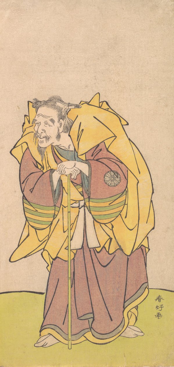 Nakamura Tomijuro som en gammel mand med et sparsomt skæg, ca. 1780. af Katsukawa Shunko