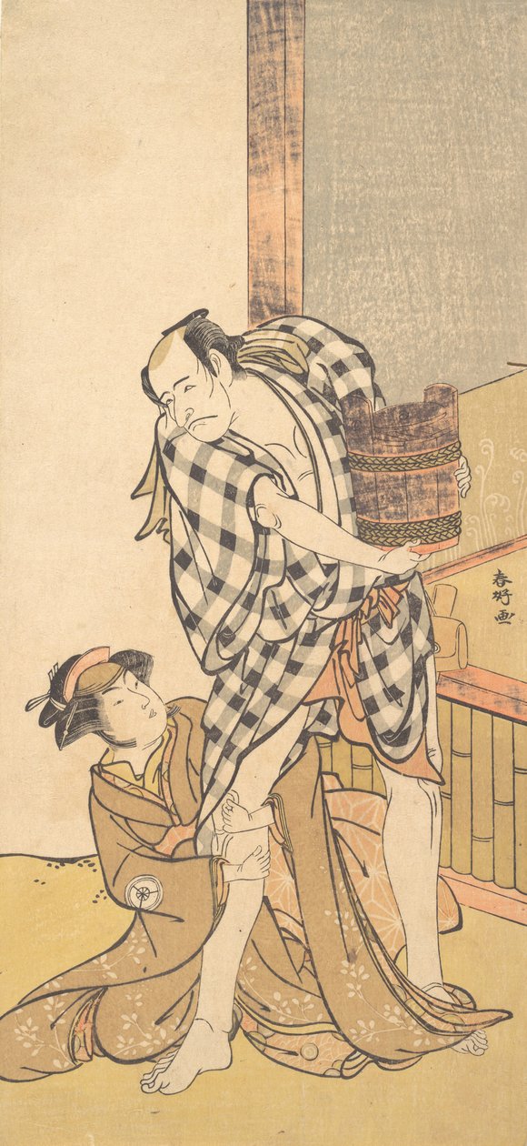 Scene fra Play Yoshitsune and the Thousand Cherry Trees Yoshitsune..., 8. eller 9. måned, 1784. af Katsukawa Shunko