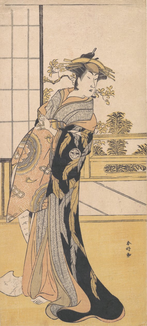 Skuespilleren Segawa Kikunojo 3. i en kvinderolle, ca. 1780. af Katsukawa Shunko