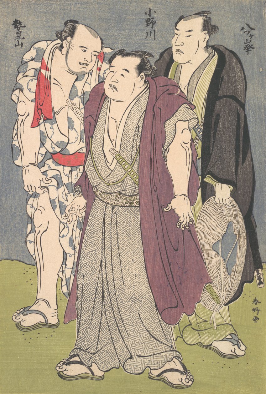 Tre sumobrydere: Onogawa, Seimiyama og Yatsugamine, ca. 1790