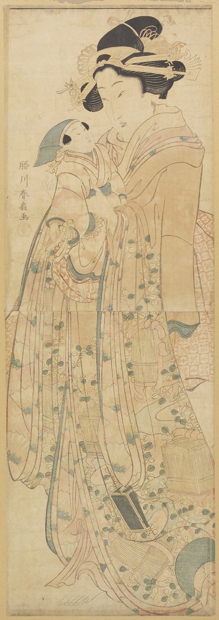 (Woman Holding a Doll), slutningen af det 18.-begyndelsen af det 19. århundrede af Katsukawa Shunsen
