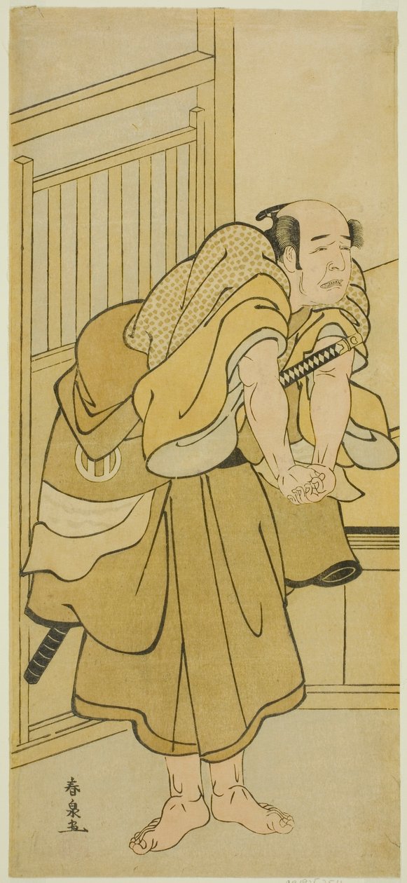 Skuespilleren Asao Tamejuro I som Drunken Gotobei i stykket Yoshitsune Koshigoe Jo, opført på Ichimura Theatre i den niende måned, 1790 af Katsukawa Shunsen