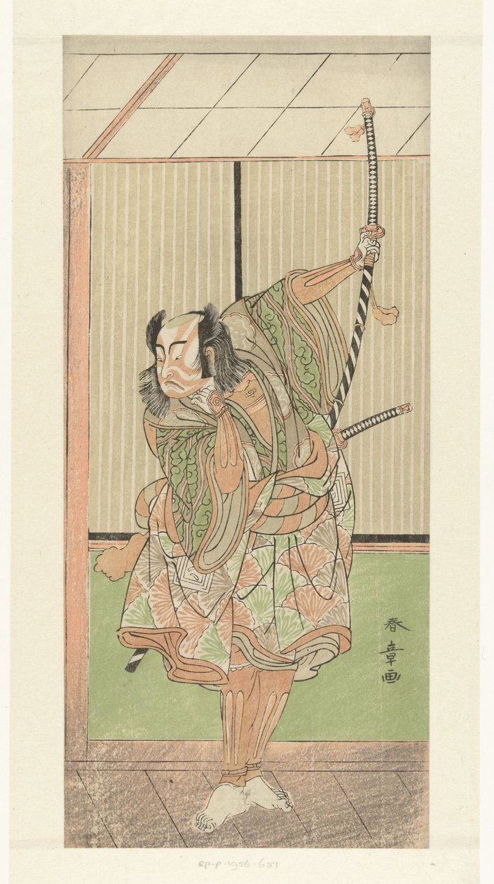 Skuespiller Ichikawa Yaozo med langt sværd af Katsukawa Shunsho