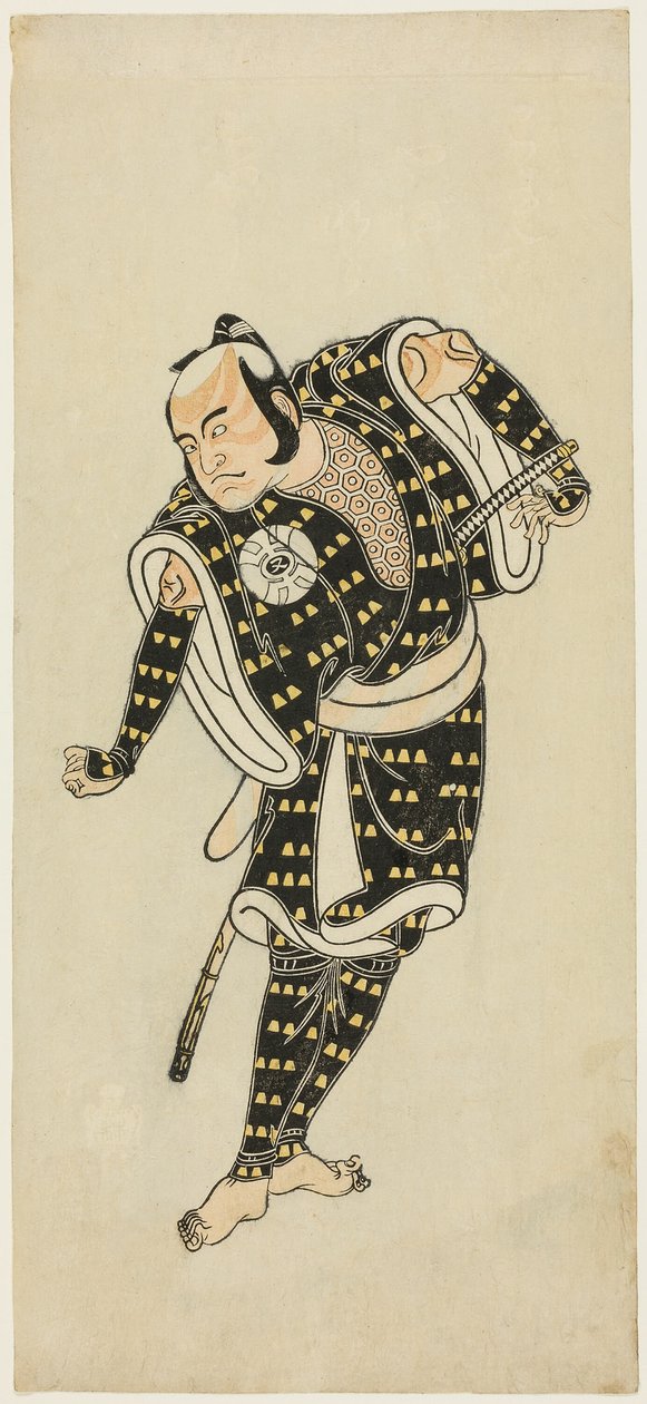 Skuespiller Bandô Matatarô IV som Gempachibyôe i "Snowflakes: Plum Blossoms Kaomise" ("Mutsu no hana ume no kaomise") af Katsukawa Shunsho