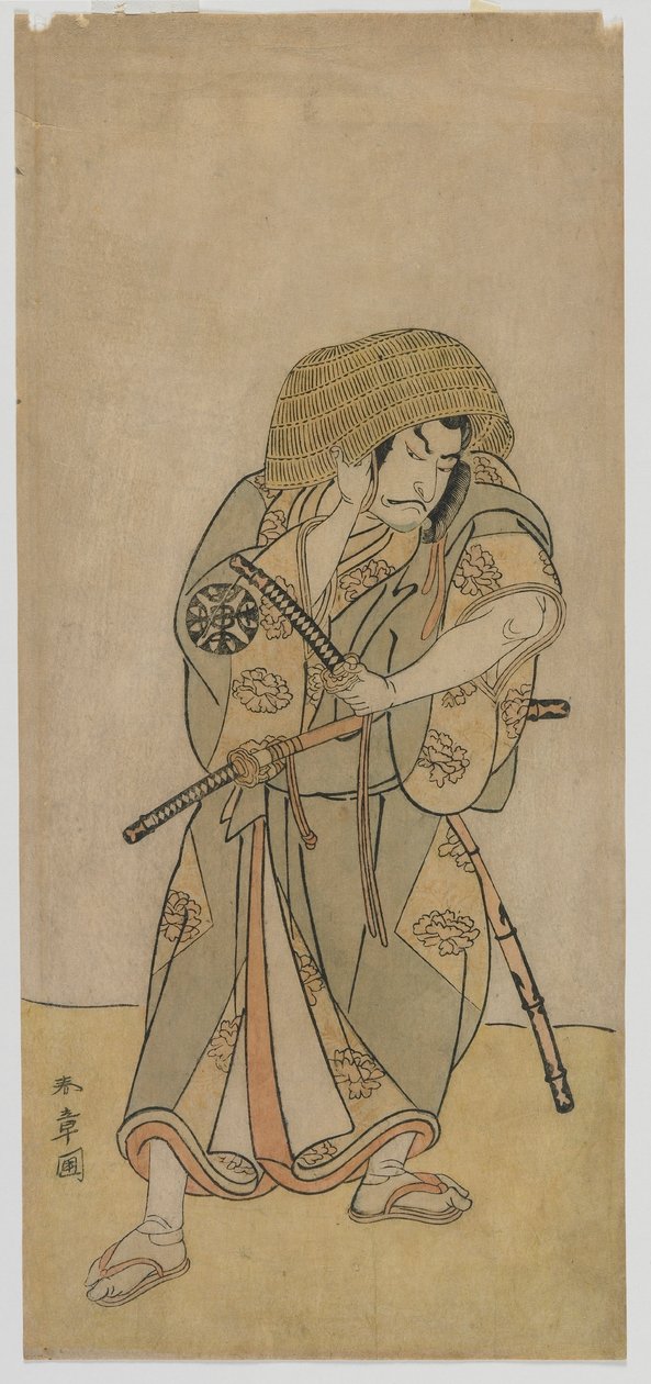 Kabuki-skuespiller Nakamura Nakazo I som samurai i forklædning, Edo-periode, midten af 1770