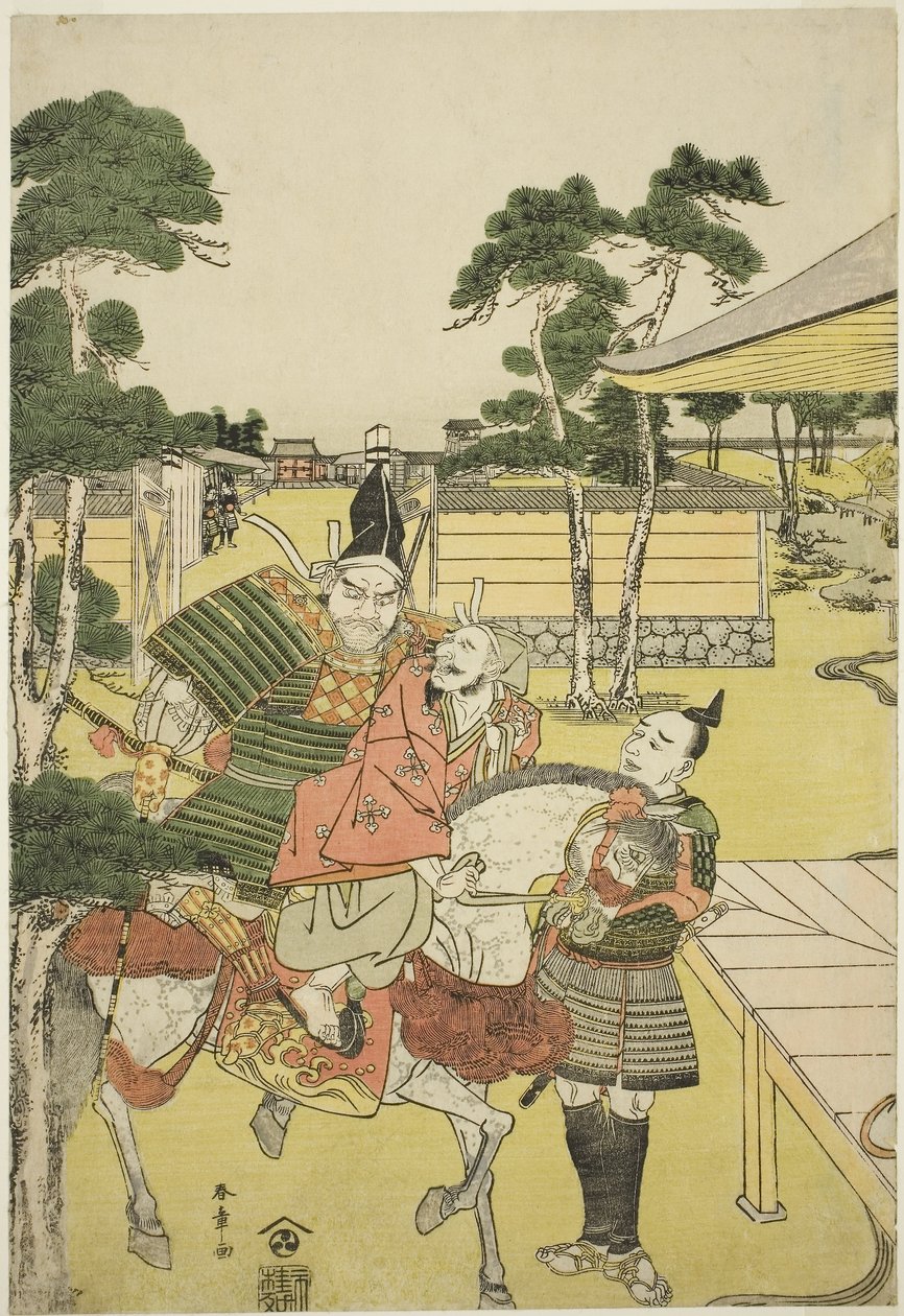 Musashibo Research B Rings Tee Katsured ja Sabo Shoshun ja Yoshitsune In Tee Pay Horikawa Yochi no Zukie Nimaizuki, c. 1782 (Kor wo dback print; Oban) af Katsukawa Shunsho