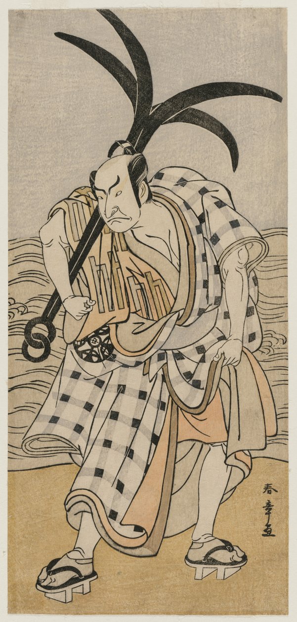 Nakamura Nakazo I som bymand holder et anker, ca. 1780. af Katsukawa Shunsho