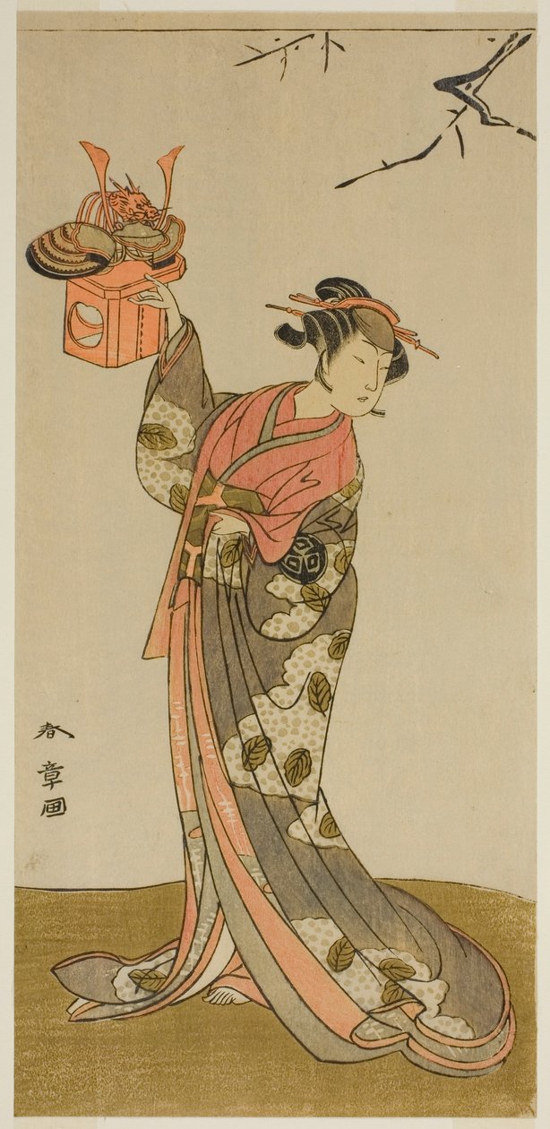 Skuespilleren Arashi Hinaji I som Hananoi i skuespillet Gosho-zakura Horikawa Youchi, opført på Ichimura Theatre i den fjerde måned, 1773 af Katsukawa Shunsho