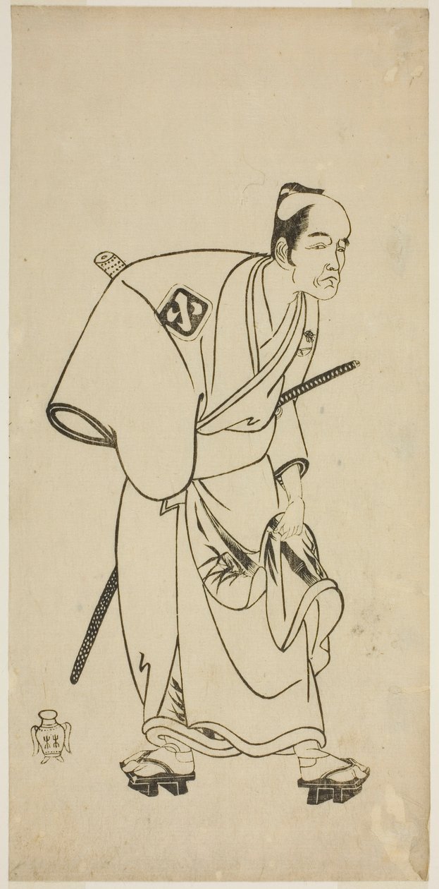 Skuespilleren Arashi Otohachi I som Hotei Ichiemon i skuespillet Ayatsuri Kabuki Ogi, opført på Nakamura Theatre i den syvende måned, 1768 af Katsukawa Shunsho