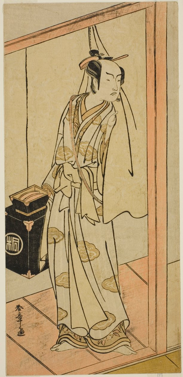 The Actor Arashi Sangoro II as the Hairdresser Obana Saizaburo in the Play Koi Musume Mukashi Hachijo, Performed at the Nakamura Theater in the Third Month, 1776 af Katsukawa Shunsho