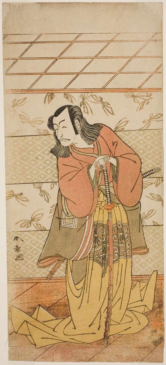 Skuespilleren Ichikawa Danjuro V som Ashiya Doman i skuespillet Kikyo-zome Onna Urakata, opført på Morita Theatre i den syvende måned, 1776 af Katsukawa Shunsho
