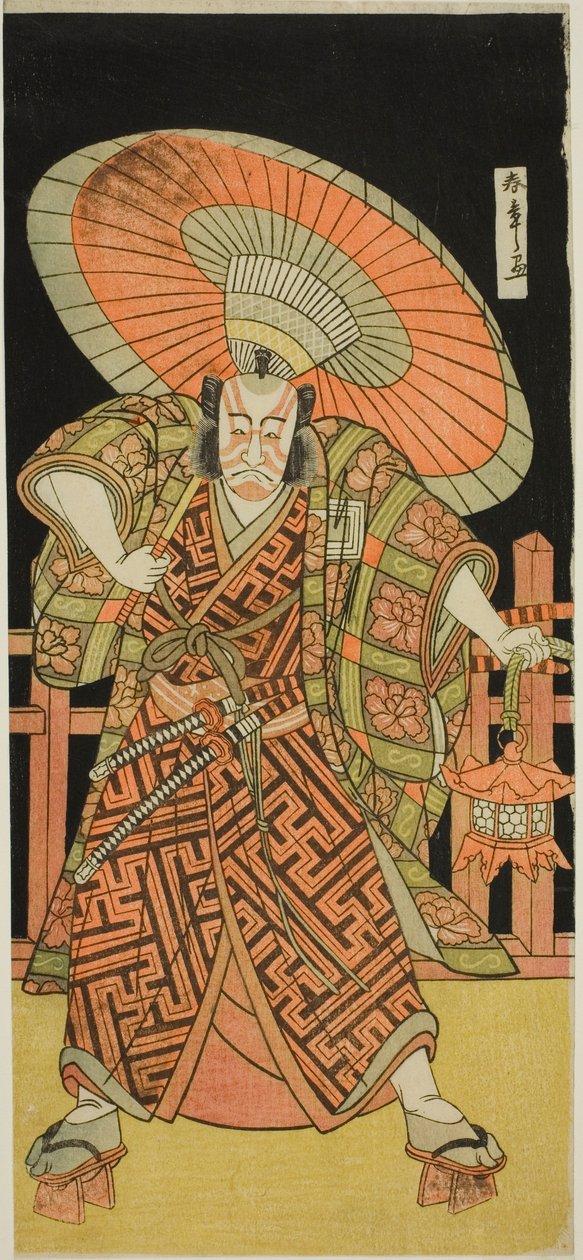 Skuespilleren Ichikawa Danjuro V som Kazusa no Gorobei Tadamitsu i skuespillet Kitekaeru Nishiki no Wakayaka, opført på Nakamura Theatre i den ellevte måned, 1780 af Katsukawa Shunsho