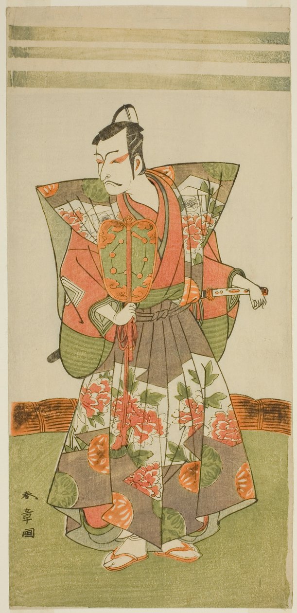 Skuespilleren Ichikawa Danjuro V som Kudo Kanaishi i stykket Izu-goyomi Shibai no Ganjitsu, opført på Morita Theatre i den ellevte måned, 1772 af Katsukawa Shunsho