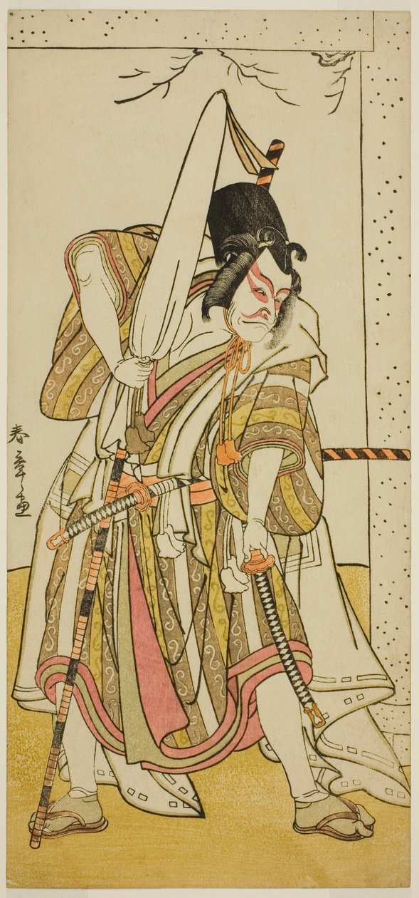 Skuespilleren Ichikawa Ebizo III som Matsuo-maru i skuespillet Sugawara Denju Tenarai Kagami, opført på Ichimura Theatre i den syvende måned, 1776 af Katsukawa Shunsho