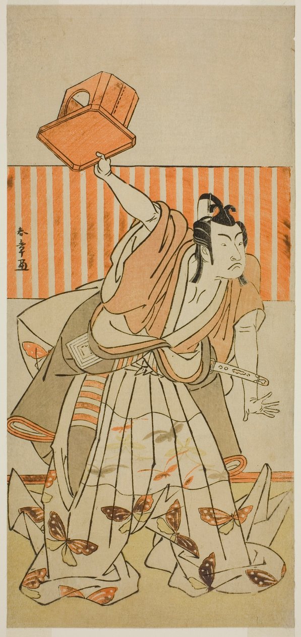 Skuespilleren Ichikawa Monnosuke II som Ageha no Chokichi Forklædt som Soga no Goro Tokimune i stykket Kaido Ichi Yawaragi Soga, opført på Nakamura Theatre i den tredje måned, 1778 af Katsukawa Shunsho