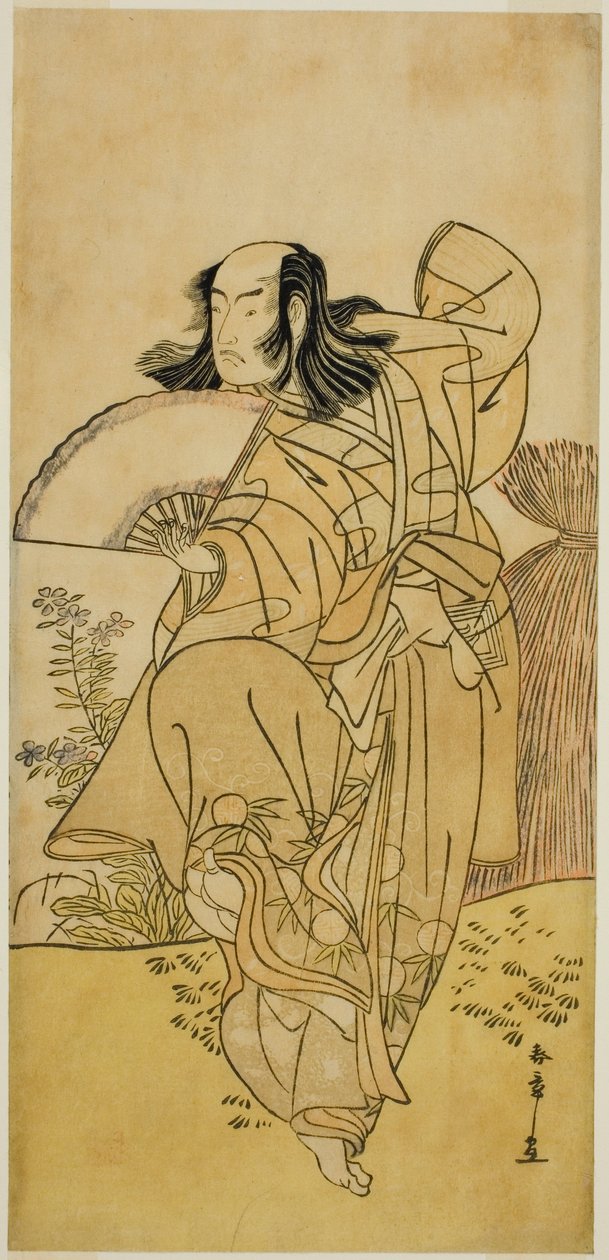 Skuespilleren Ichikawa Yaozo III som Kusunoki Uraminosuke forklædt som en hanræv fra Tsukamoto (?), i skuespillet Kumoi no Hana Yoshino no Wakamusha (?), opført på Nakamura Theatre (?) i den ellevte måned, 1786 (?) af Katsukawa Shunsho