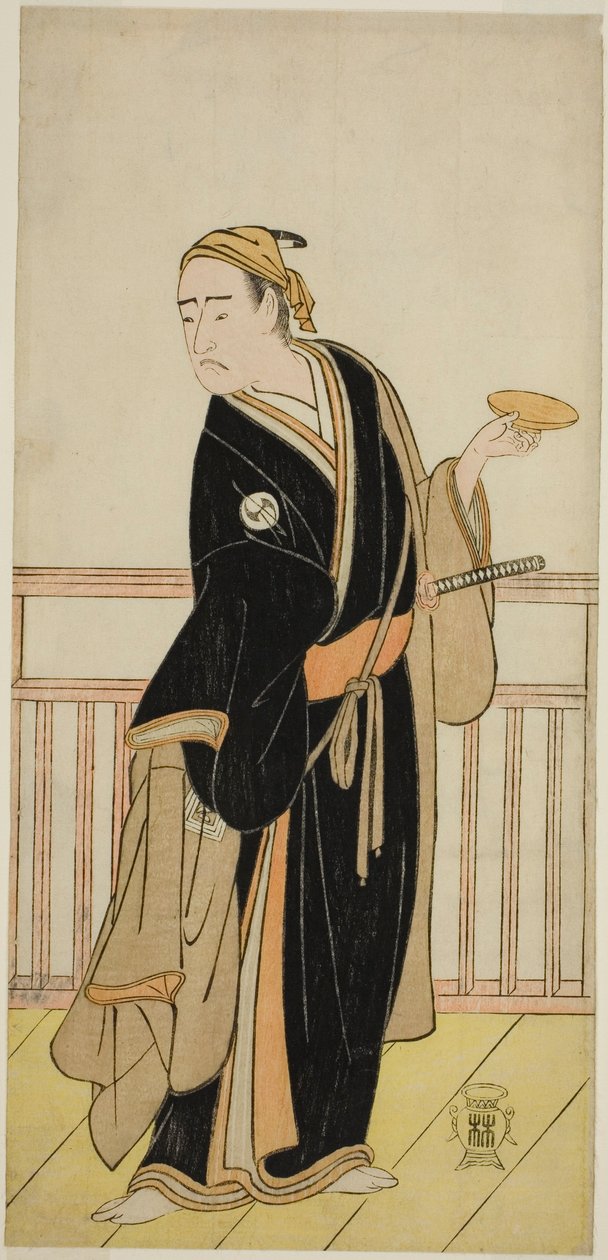 Skuespilleren Ichikawa Yaozo III som Oboshi Yuranosuke i skuespillet Kanadehon Chushingura, opført på Nakamura Theatre i den femte måned, 1786 af Katsukawa Shunsho