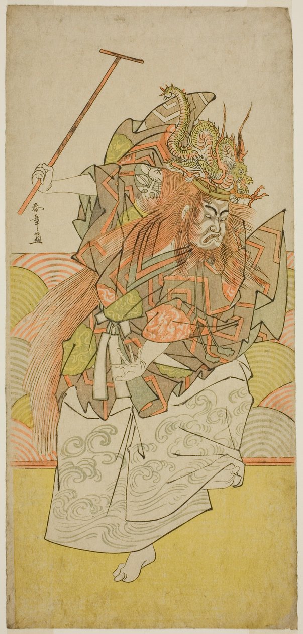 Skuespilleren Ichimura Uzaemon IX som en inkarnation af Dragon King i skuespillet Saki Masuya Ume på Kachidoki, opført på Ichimura Theatre i den ellevte måned, 1778 af Katsukawa Shunsho
