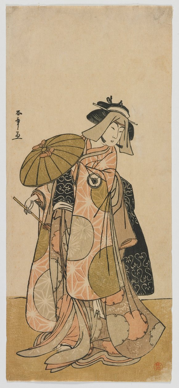 Skuespilleren Iwai Hanshiro IV som rejsende, Edo-periode, ca. 1790 (træbloktryk i farver) af Katsukawa Shunsho