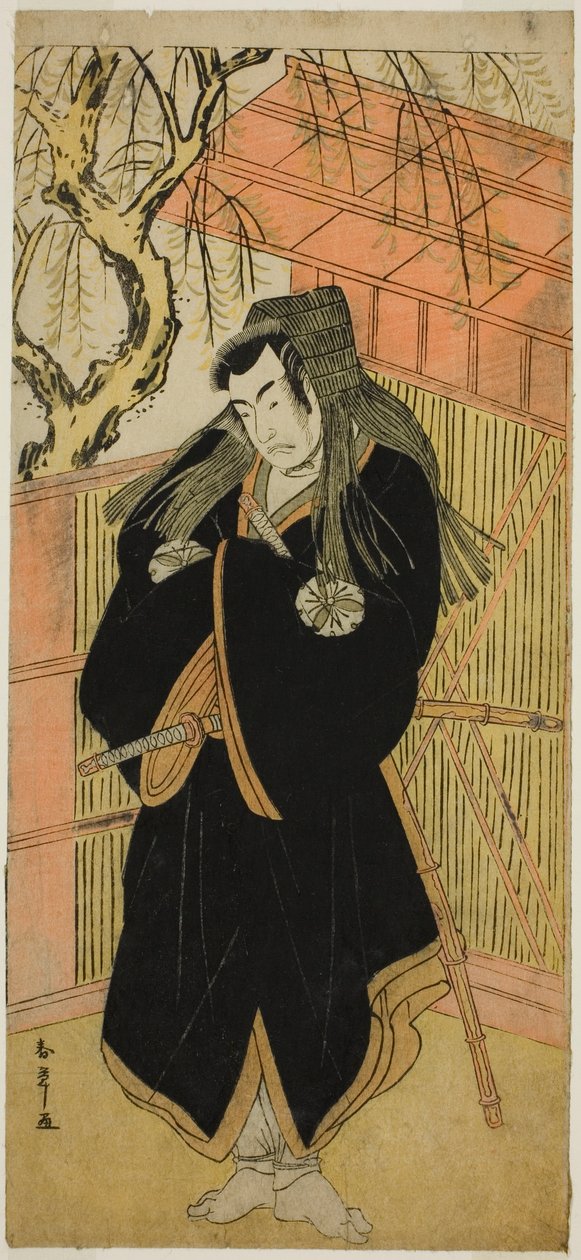 Skuespilleren Matsumoto Koshiro IV som Matsuo-maru (?) i skuespillet Sugawara Denju Tenarai Kagami (?), opført på Nakamura Theatre (?) i den fjerde måned, 1779 (?) af Katsukawa Shunsho