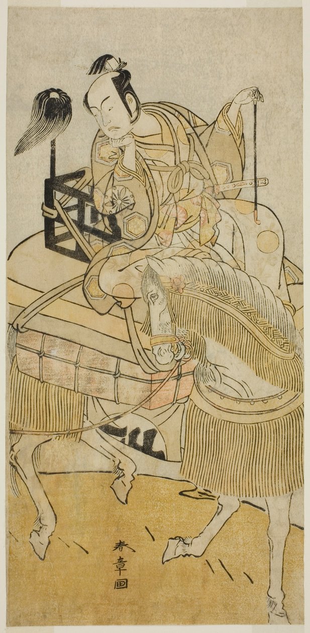 Skuespilleren Matsumoto Koshiro IV som Ogata no Saburo forklædt som Matsuura Saemon i stykket Ichi no Tomi Tsuki no Kaomise, opført på Morita Theatre i den ellevte måned, 1774 af Katsukawa Shunsho