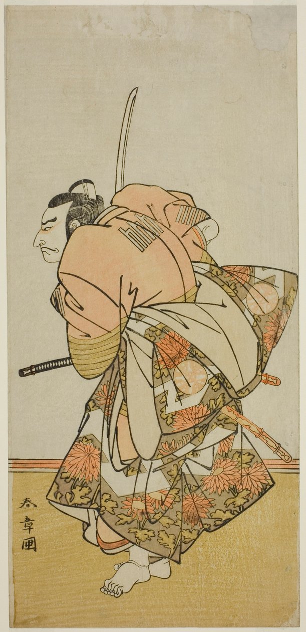 Skuespilleren Nakamura Nakazo I som Chinzei Hachiro Tametomo i skuespillet Hana-zumo Genji Hiiki, opført på Nakamura Theatre i den ellevte måned, 1775 af Katsukawa Shunsho