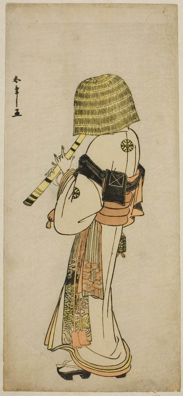 Skuespilleren Nakamura Nakazo I som Kakogawa Honzo i Komuso-påklædning i skuespillet Kanadehon Chushingura, opført på Ichimura-teatret i den syvende måned, 1783 af Katsukawa Shunsho