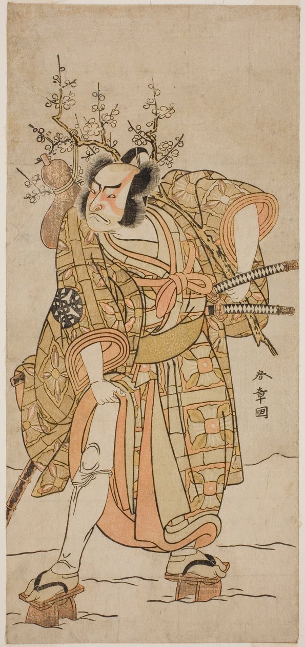 Skuespilleren Nakamura Nakazo I som Matano no Goro i skuespillet Hana-zumo Genji Hiiki, opført på Nakamura Theatre i den ellevte måned, 1775 af Katsukawa Shunsho