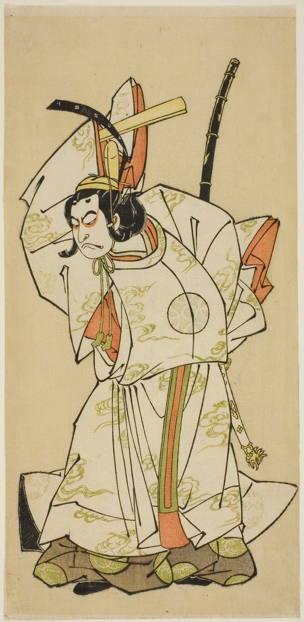 Skuespilleren Nakamura Nakazo I som prins Koreakira (?) i skuespillet Gohiiki Kanjincho, opført på Nakamura Theatre i den ellevte måned, 1773 af Katsukawa Shunsho