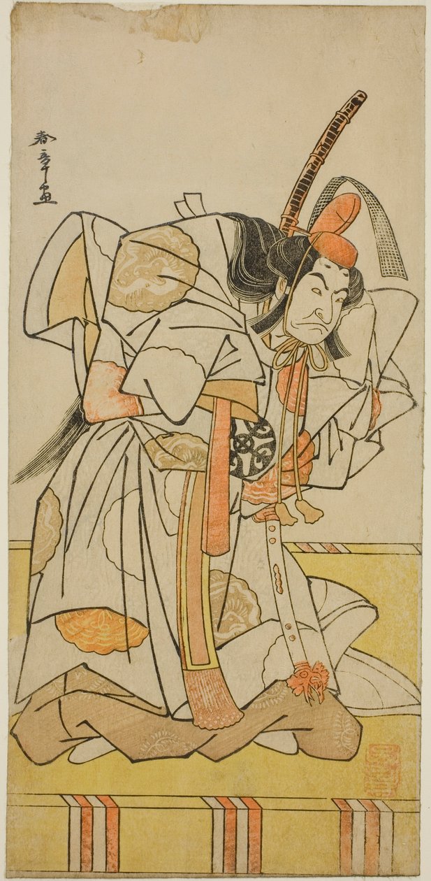 Skuespilleren Nakamura Nakazo I som prins Takahiro i Play Date Nishiki Tsui no Yumitori, opført på Morita Theatre i den ellevte måned, 1778 af Katsukawa Shunsho