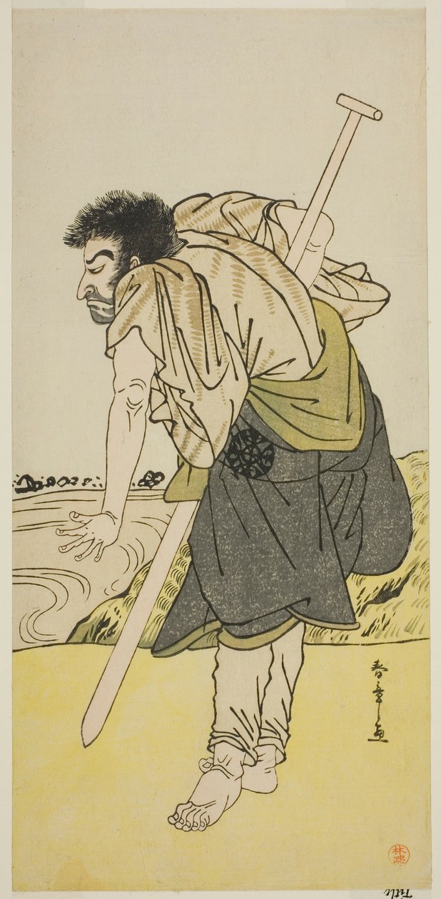 Skuespilleren Nakamura Nakazo I som den frafaldne munk Dainichibo i skuespillet Edo Meisho Midori Soga, opført på Morita Theatre i den anden måned, 1779 af Katsukawa Shunsho